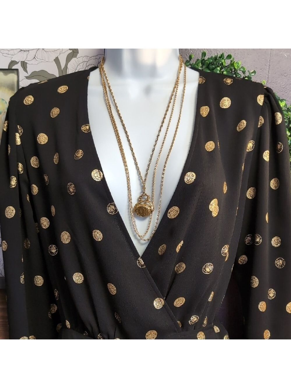 Gold Coin Black Wrap Dress By Paris Atelier